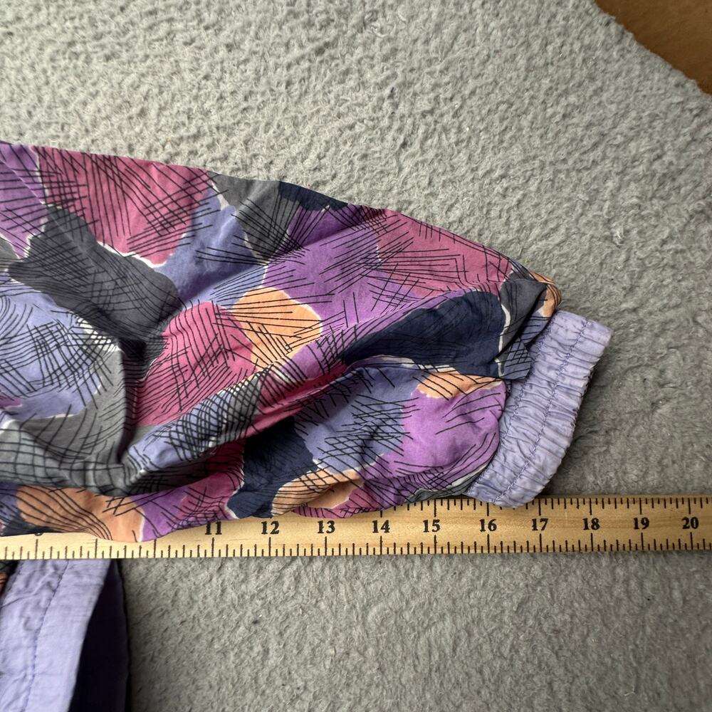 Vintage 90s Runabout Floral Purple Windbreaker Jacket Womens Medium Cotton Lined - Picture 6 of 10